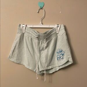 Light Gray Athletic Shorts with Adjustable Drawstring and Logo (Bin U)